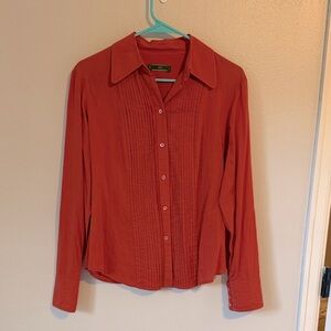 Oilily Burnt Orange Red Button Down Shirt Size 38